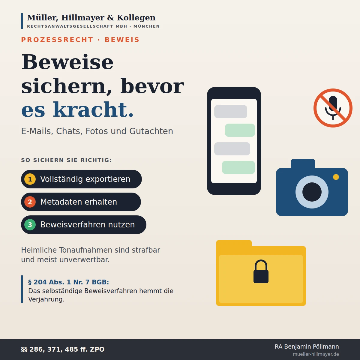 Infografik zum Beitrag: Beweise sichern, bevor es zum Streit kommt